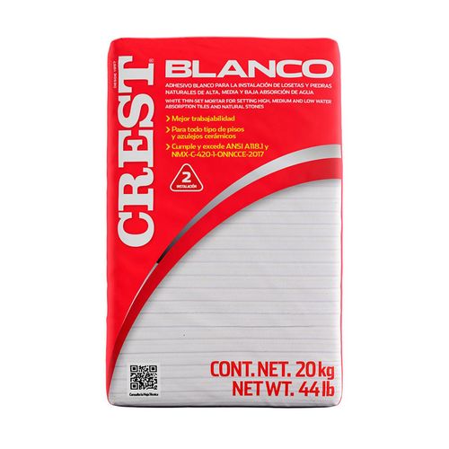 Bulto De Pegazulejo Blanco De 20 Kg CREST-001