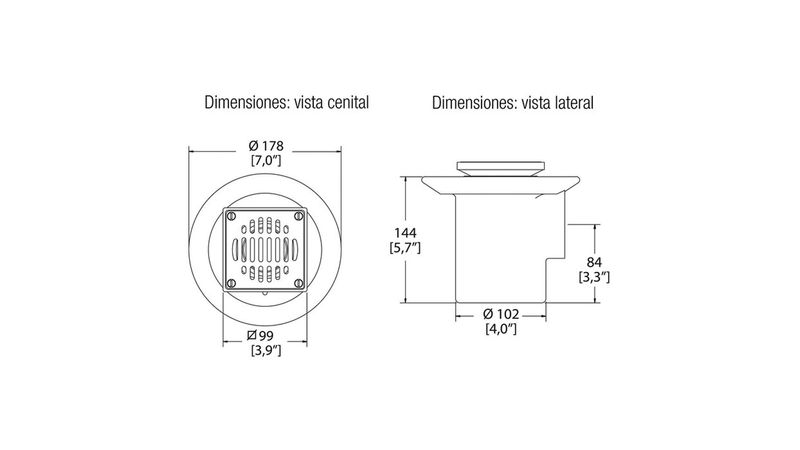 Coladera para baño con rejilla Helvex - Gersa Muebles para Baño