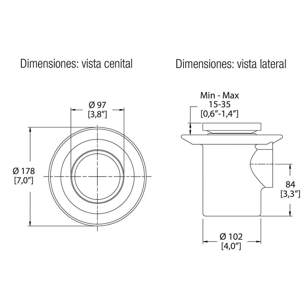 Coladera para baño con rejilla Helvex - Gersa Muebles para Baño