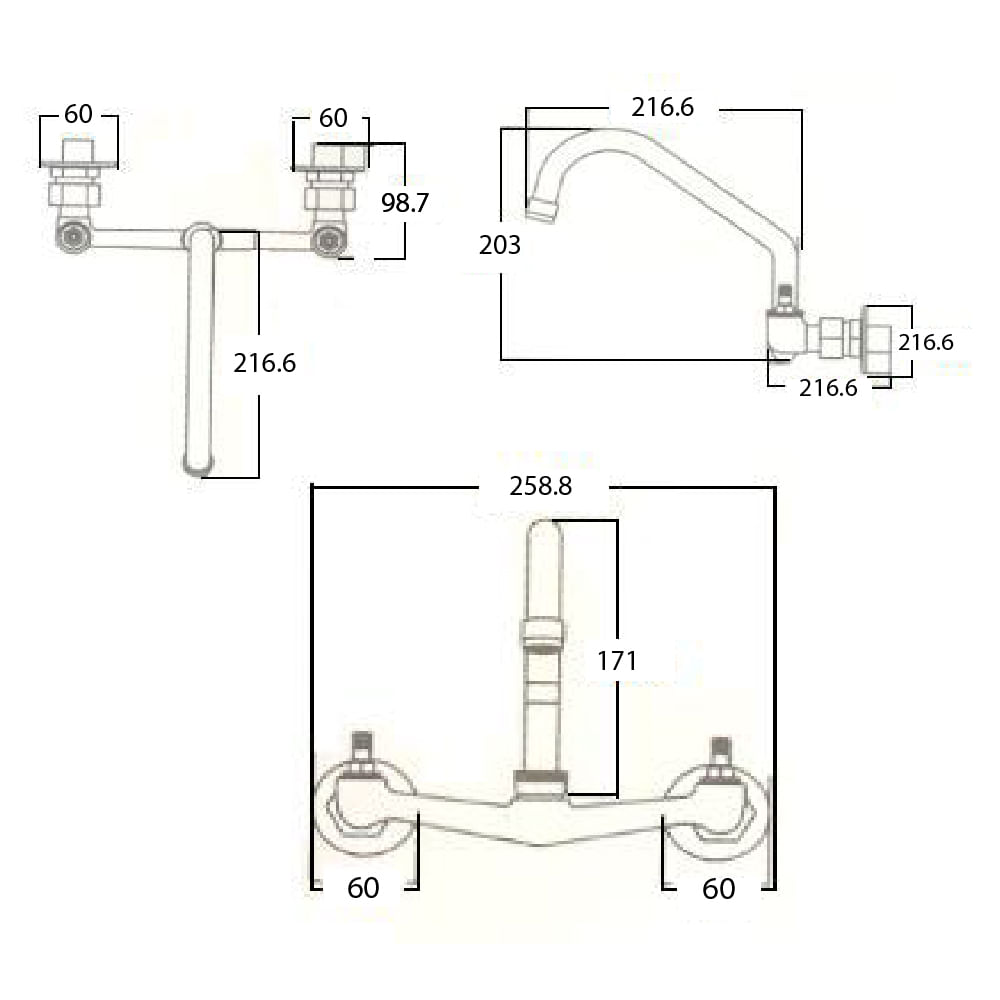 Mezcladora Para Fregadero A La Pared Sin Maneral Cromo Urrea